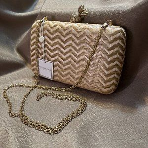 Shiraleah Straw Weave Casual Daytime Bag With Gold Chain